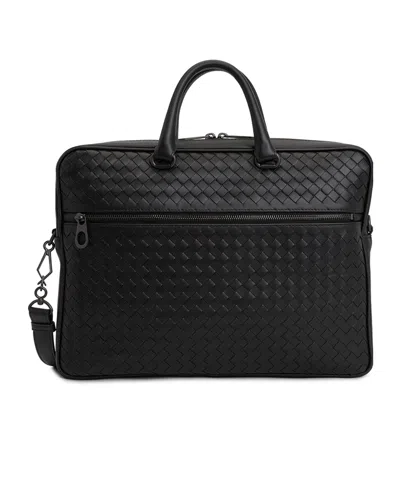Bottega Veneta Intreciato Briefcase In Black