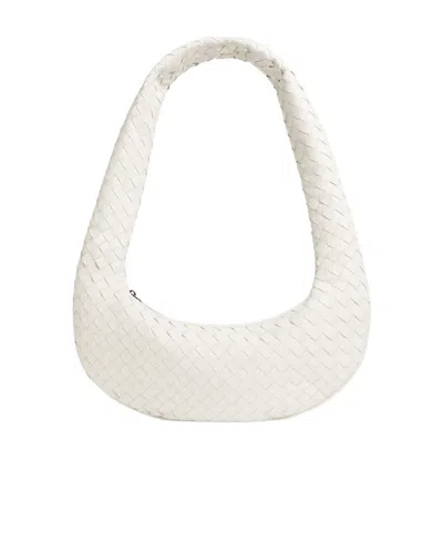 Bottega Veneta Intreciato Craft Shoulder Bag In White