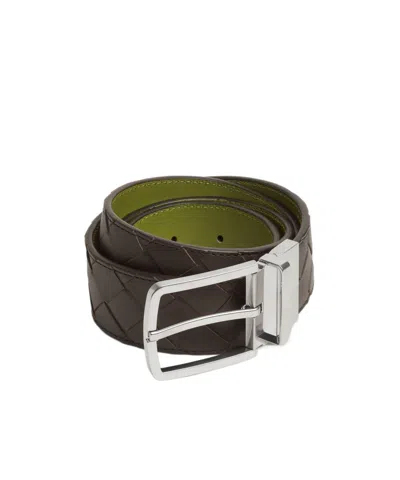 Bottega Veneta Intreciato Double-sided Belt In Fudge/matcha