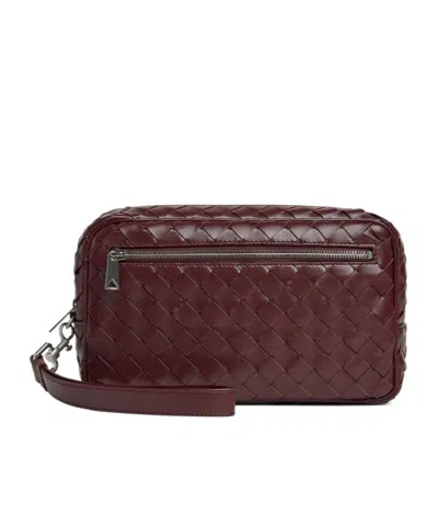 Bottega Veneta Intreciato Knitted Clutch In Red