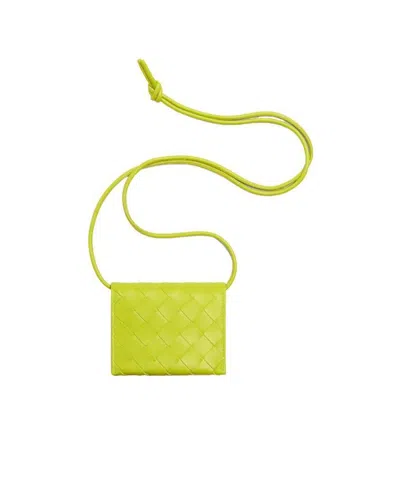 Bottega Veneta Intreciato Knitted Clutch In Yellow