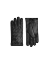 Bottega Veneta Intreciato Knitted Leather Gloves In Black