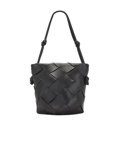 Bottega Veneta Intreciato Knitted Mini Shoulder Bag In Black