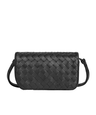 Bottega Veneta Intreciato Knitted Shoulder Bag In Black