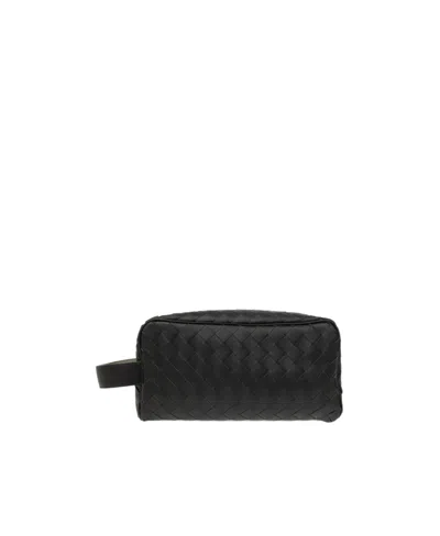 Bottega Veneta Intreciato Knitted Travel Bag In Black