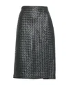 Bottega Veneta Womens Intrecciato Two-slip-pockets Leather Midi Skirt Black In Black