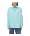 Bottega Veneta Mini Intrecciato Leather Shirt In Blue