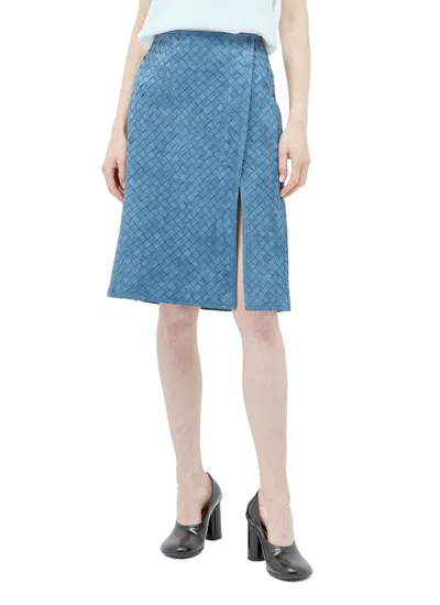 Bottega Veneta Intreciato Mid-length Skirt In Blue