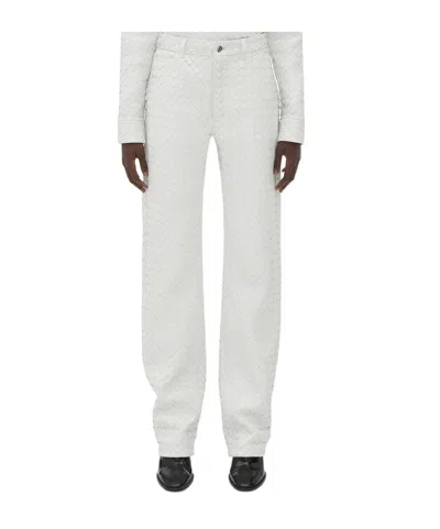 Bottega Veneta Intreciato Patterned Casual Pants In White