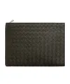 Bottega Veneta Intreciato Semi-zipper Clutch In Black