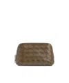 Bottega Veneta Medium Leather Intrecciato Half-moon Pouch In Green