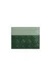 Bottega Veneta Intreciato Woven Card Bag In Rain Tree Green/sage Green