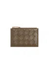 Bottega Veneta Intreciato Zipper Card Bag In Green