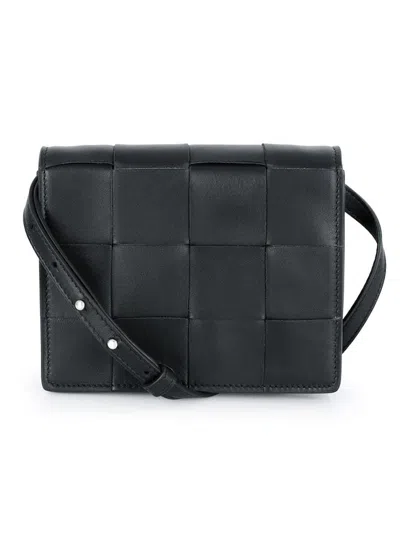 Bottega Veneta Intricciato Mini Crossbody Bag In Black
