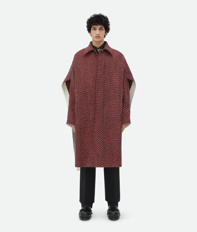 Bottega Veneta Irregular Wool Chevron Cape Coat In Red