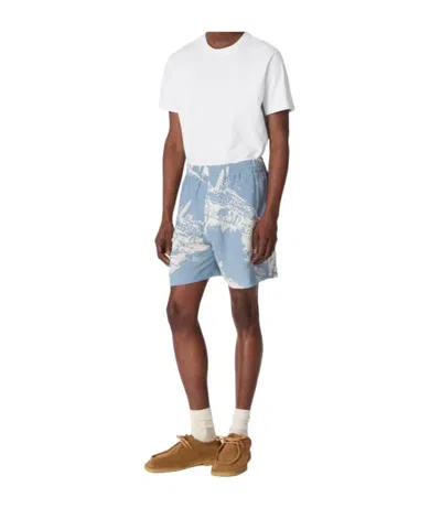 Bottega Veneta Italian Postcard Silk Shorts In Blue