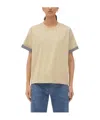 Bottega Veneta Double Layer Striped Cotton T-shirt In Brown