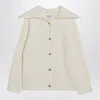 Bottega Veneta Women Cream Stretch Cotton Blend Cardigan In White