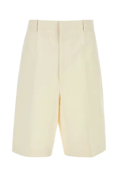 Bottega Veneta Ivory Cotton Blend Bermuda Shorts In Neutral