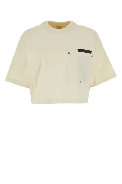 Bottega Veneta White Short-sleeved Crop T-shirt With Heart