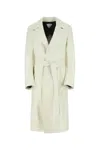 Bottega Veneta Women Ivory Leather Coat In Neutral