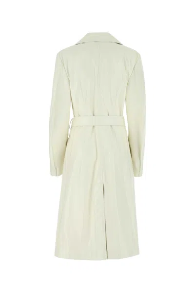 Bottega Veneta Ivory Leather Coat In 9013