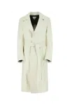 Bottega Veneta Women Ivory Leather Coat In Neutral
