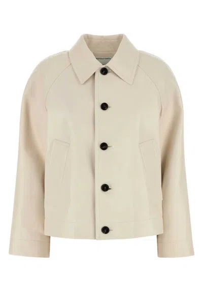 Bottega Veneta Ivory Leather Jacket For Women In Yellow