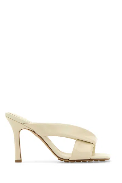 Bottega Veneta Ivory Leather Riva Mules