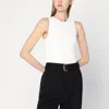 Bottega Veneta Ivory Ribbed Tank Top In Cotton Blend In White