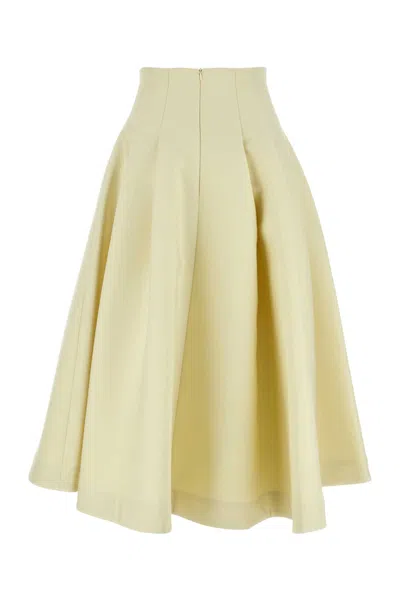 Bottega Veneta Ivory Wool Skirt In Paleyellow