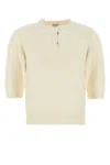 Bottega Veneta Wool Sweater With Ribbed Hem And Button Detail In Yellow