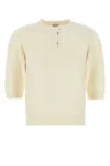 Bottega Veneta Wool Sweater With Ribbed Hem And Button Detail In Yellow