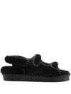 Bottega Veneta Round-headed Flat Sandals In Black  