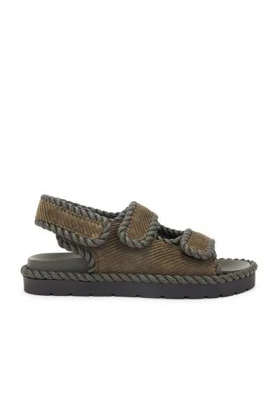 Bottega Veneta Jack Flat Sandal In Kaki