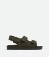 Bottega Veneta Jack Slack-heeled Flat Sandals In Kaki