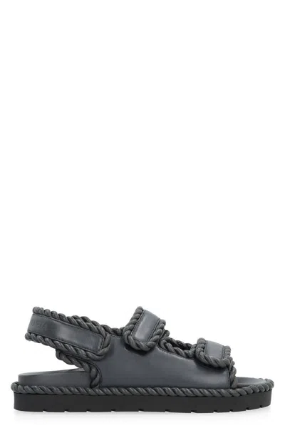 Bottega Veneta Jack Flat Sandals In Gray