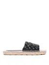 Bottega Veneta Jack Intrecciato Flat Sandals In Negro