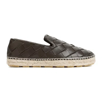 Bottega Veneta Dark Brown Leather Jack Espadrillas In Multi