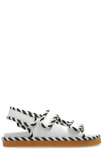 Bottega Veneta Two-tone Nappa Leather Jack Sandals In White