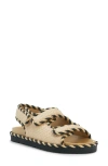 Bottega Veneta Raffia Dual-grip Slingback Sandals In Natural Black