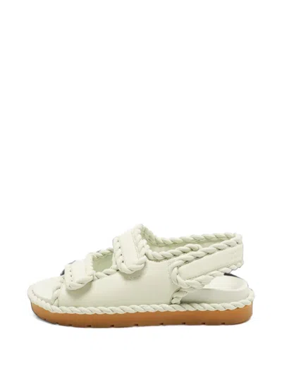 Pre-owned Bottega Veneta Jack Touch-strap Sandals In Green