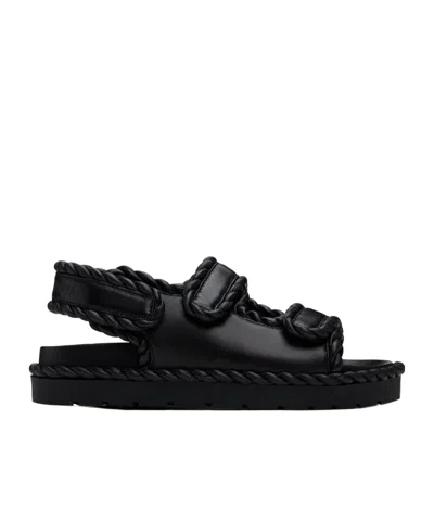 Bottega Veneta Black Jack Flat Sandals In 1000-black