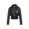 Bottega Veneta Womens Spread-collar Short Leather Blouson Jacket Black
