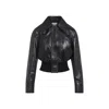 Bottega Veneta Womens Spread-collar Short Leather Blouson Jacket Black