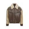 Bottega Veneta Multicolor Leather Bomber Jacket In Brown