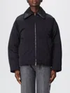 Bottega Veneta Beige Padded Bomber With Intreccio Leather Collar In Black