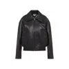 Bottega Veneta Intrecciato Collar Leather Jacket In Brown