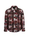 Bottega Veneta White & Red Alpaca Check Overshirt In White/red/brown