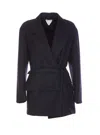 Bottega Veneta Belted Wool Jacket Detachable Pouch